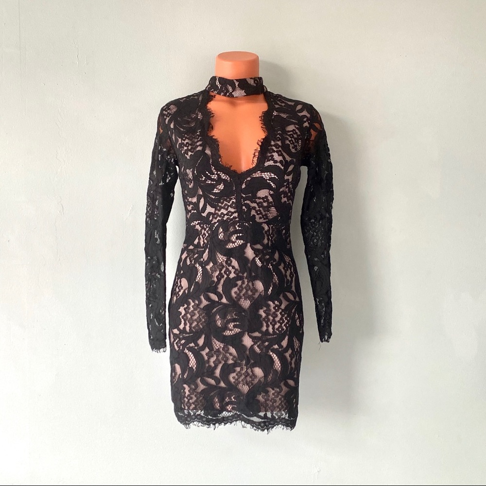 NWT LF SEEK The Label Black Lace Choker Dress S